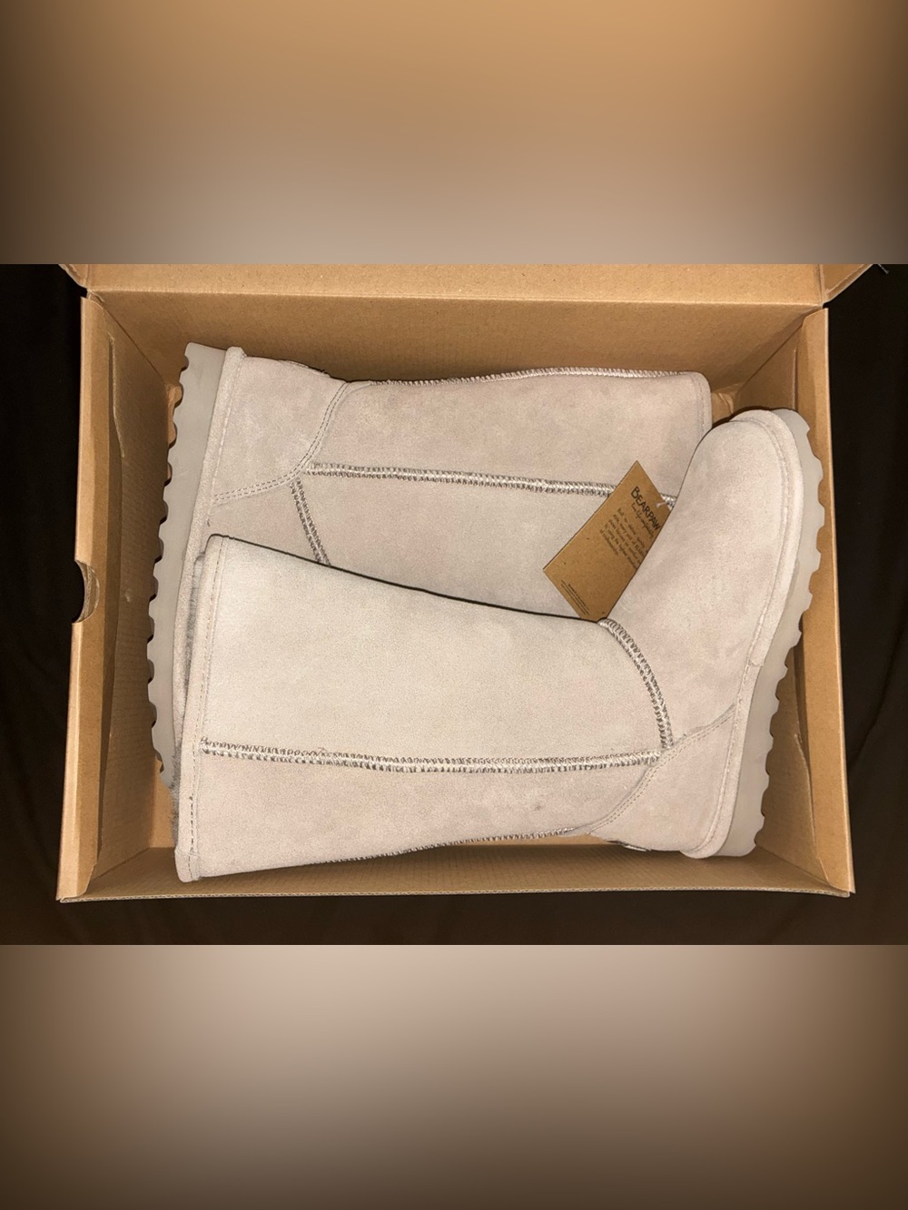 NEW Bearpaw Elle Tall Ankle Boots in Mushroom For Women's Size 7 Medium